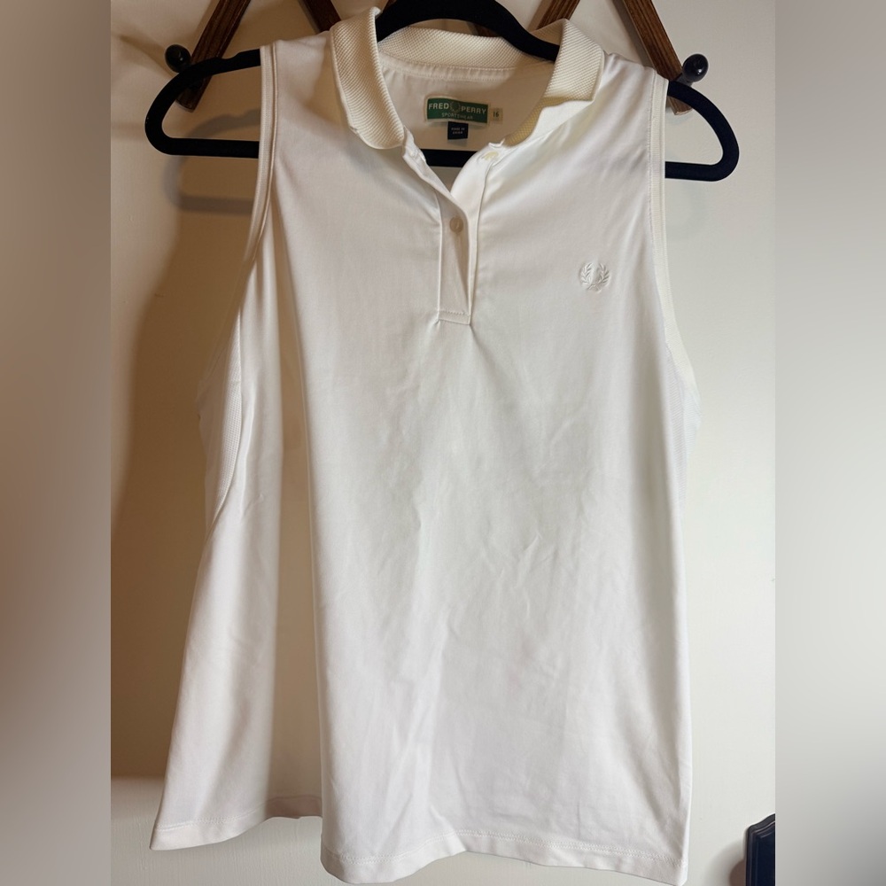 Fred Perry White Sleeveless Polo Tank with Subtle Logo